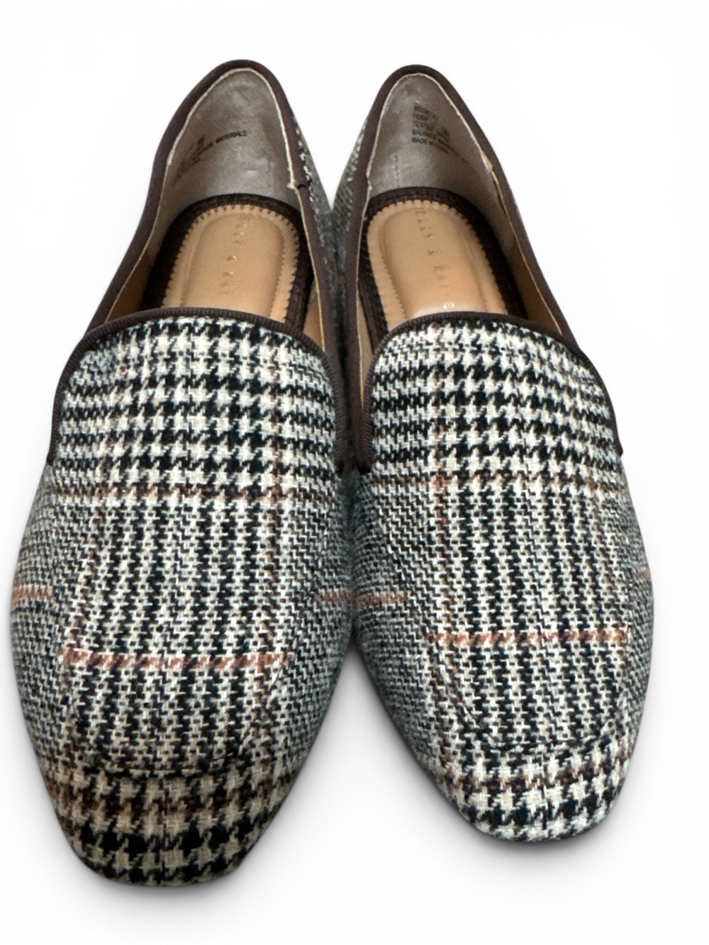 Kelly & Katie Houndstooth Loafers in Black, White & Brown SIZE 6